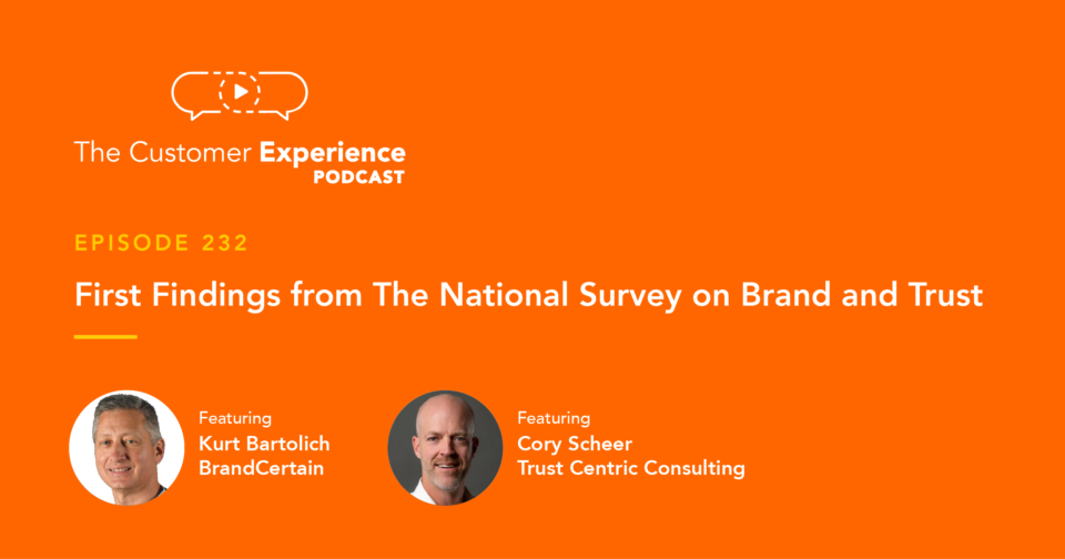 Kurt Bartolich, Cory Scheer, brand and trust, The Customer Experience Podcast, Trust Centric Consulting, Brand Certain, national survey, new data, new research, brand research, trust research, brand data, trust data