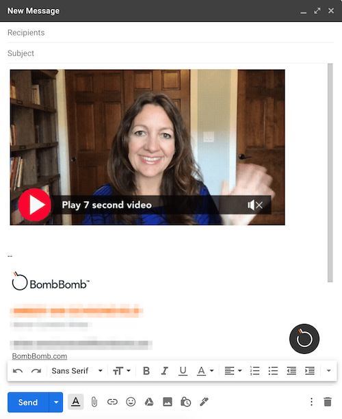 Populated video in Gmail | BombBomb